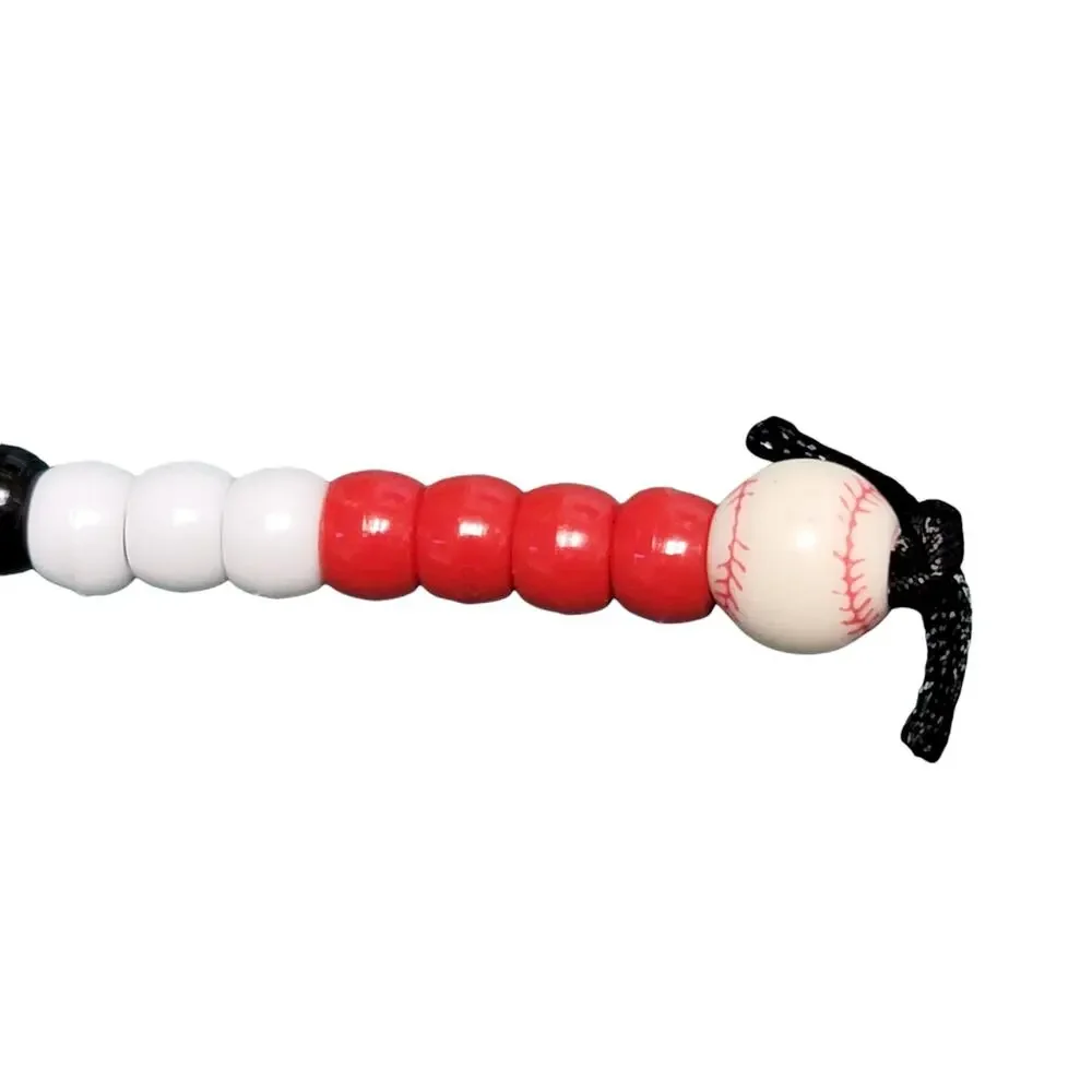 Baseball Keychain Red Black White‎ Beaded Handmade MLB Sports Fan Mom Dad Parent